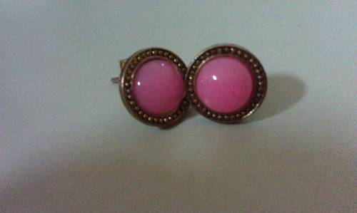 復古粉色耳環